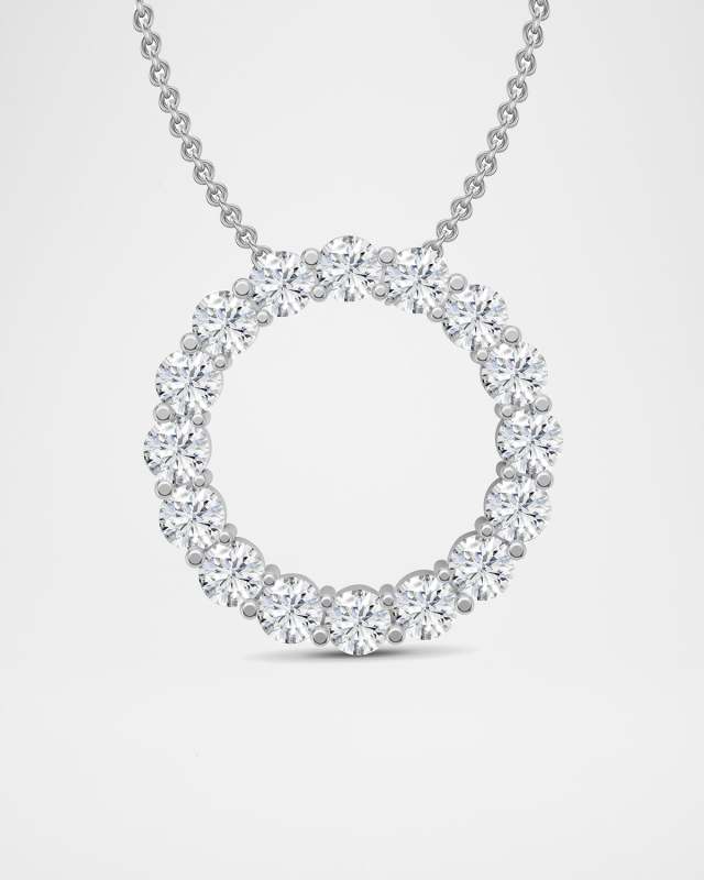 Lab Grown Diamond 18K White Gold Open Circle Pendant Necklace